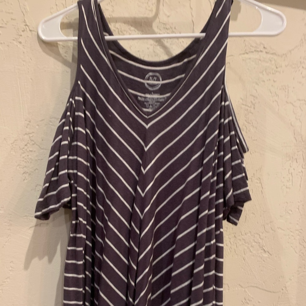 Never worn cold shoulder striped top